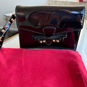 Valentino Black patent clutch/wristlet